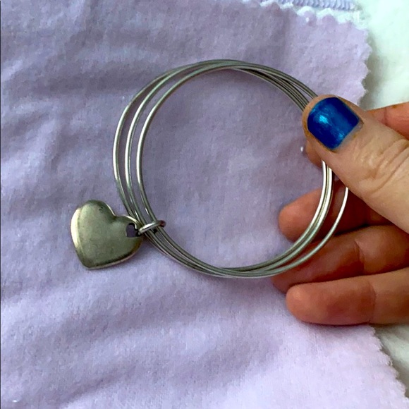 Bangle Bracelet With Heart Charm 